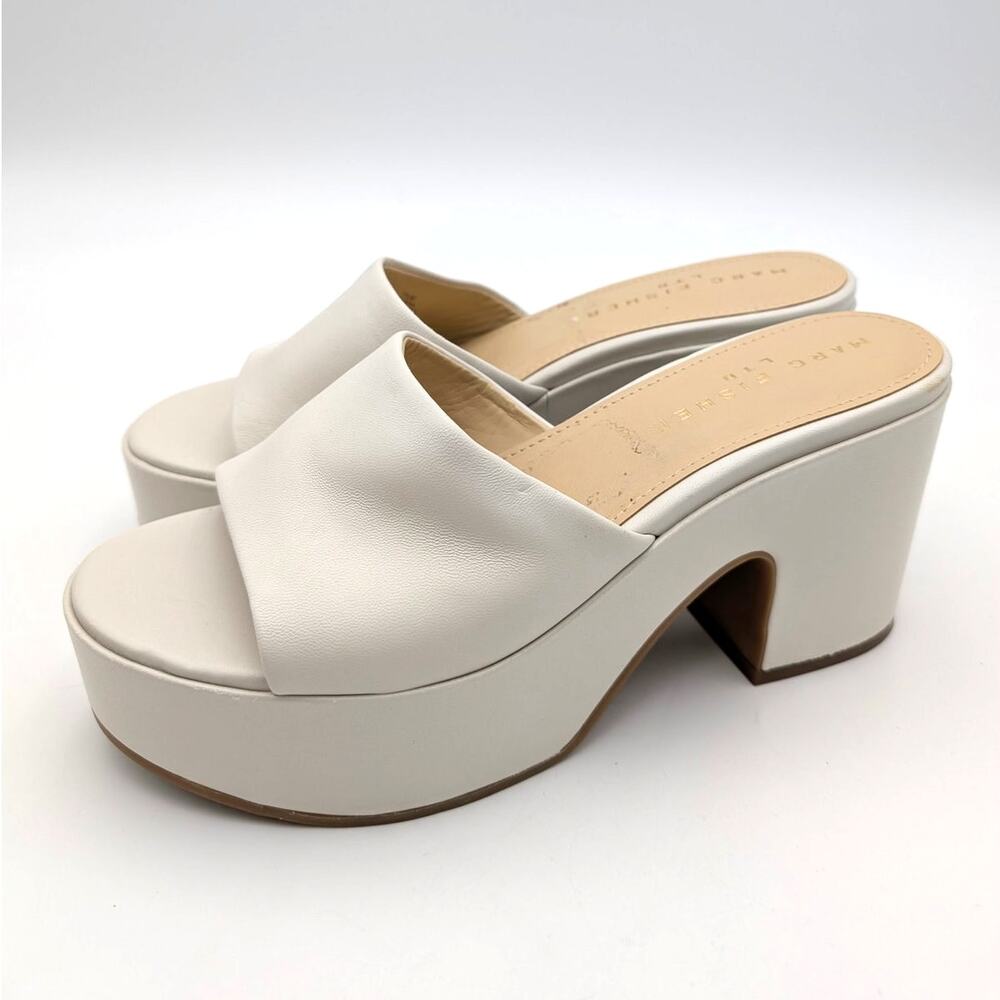 Marc Fisher LTD Forina Slide Heel Sandal Women's Chic Cream Size US7.5M EU38
